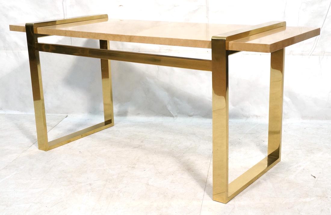 KARL SPRINGER Style Lacquer Brass Console Table. (1 of 9)