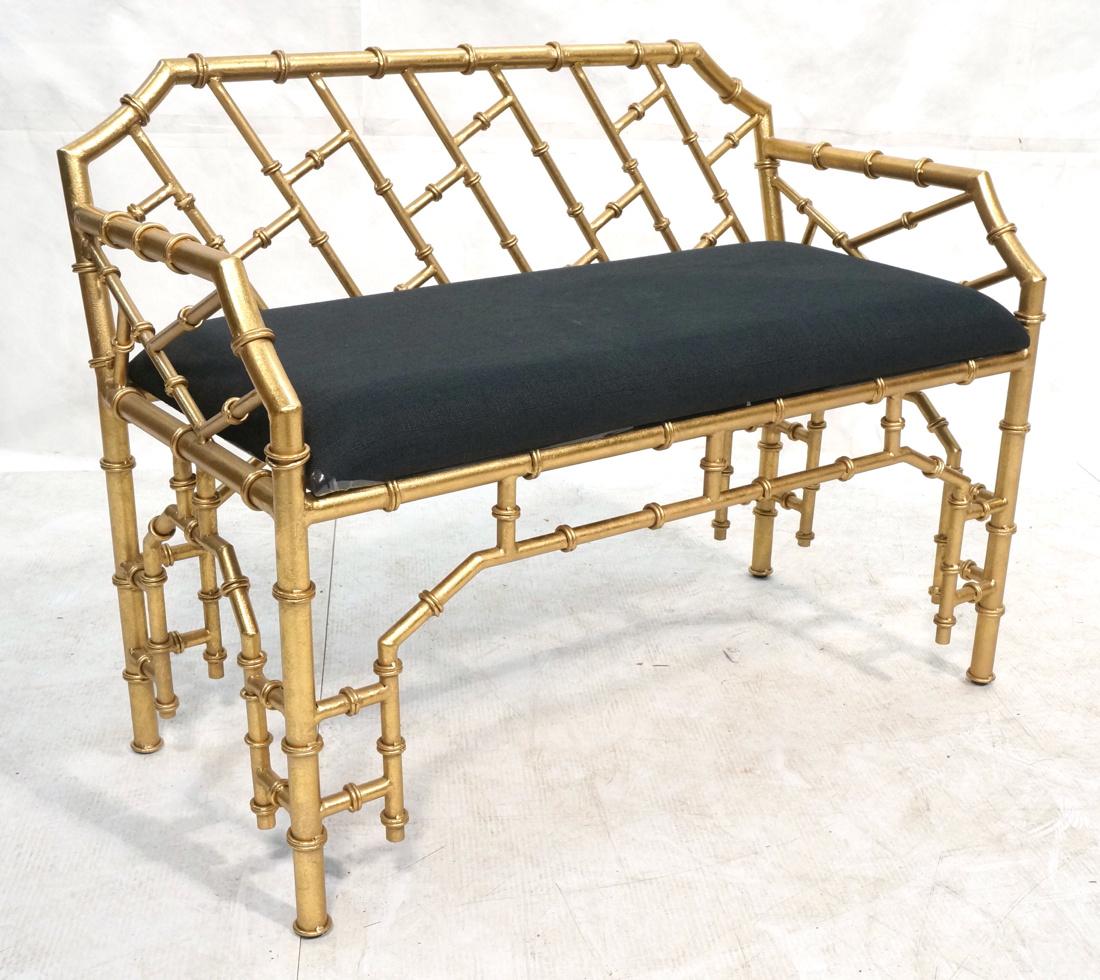 Gold Painted Faux Bamboo Metal Love Seat Bench. B (1 of 7)
