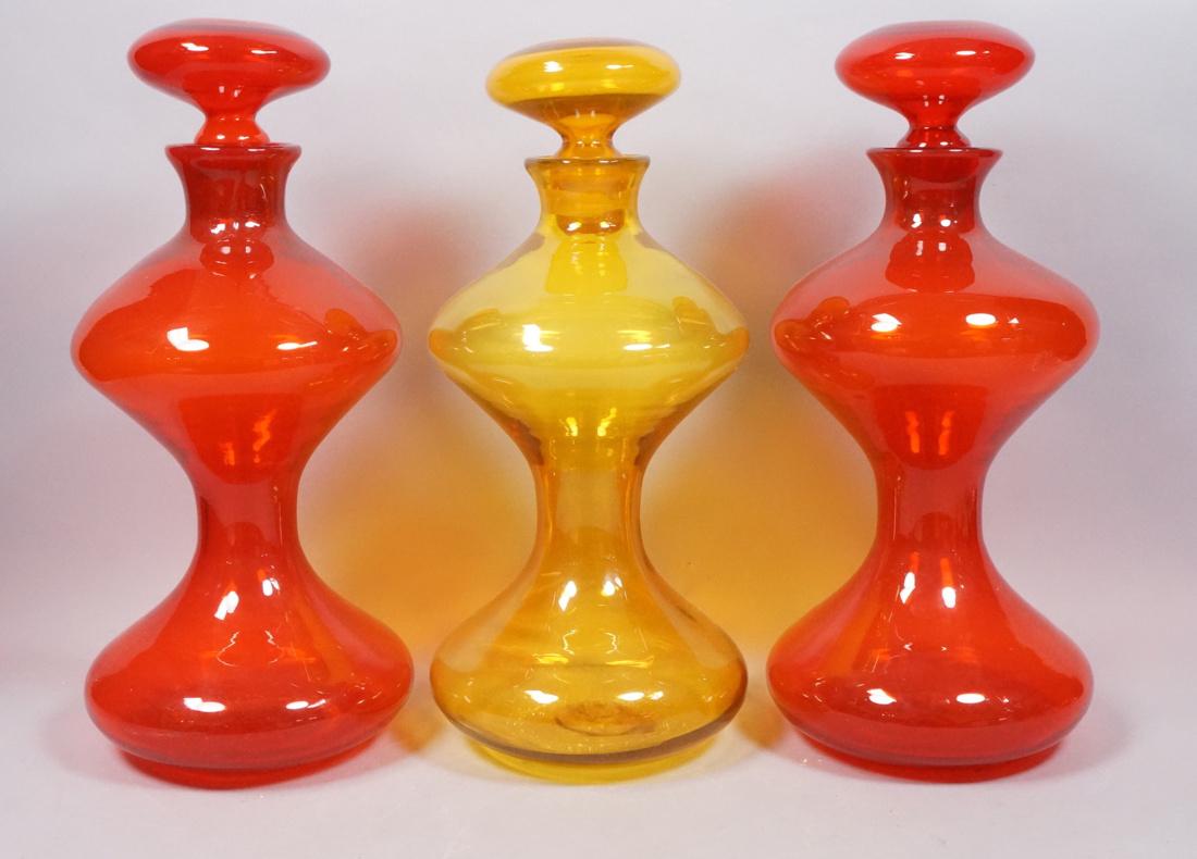 Lot of 3 Large Modern Art Glass Bottles Vases.  B (1 of 8)