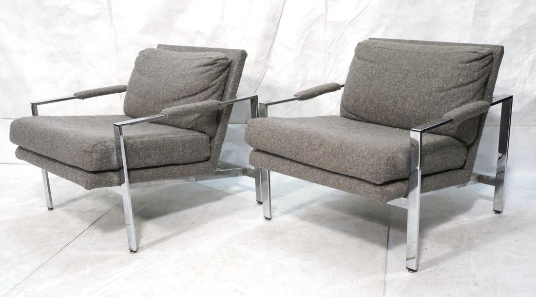 Pr MILO BAUGHMAN Chrome Frame Lounge Chairs. Nubb (1 of 10)