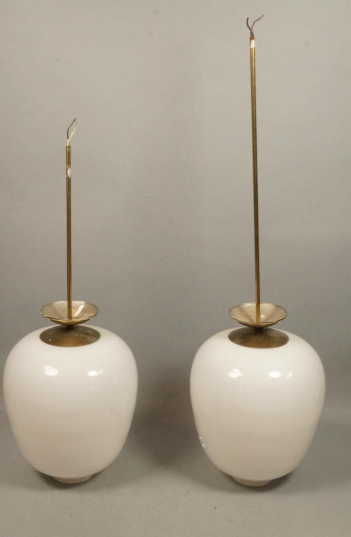 Pr Hanging White Glass Shade Pendant Lights Lamps (1 of 10)