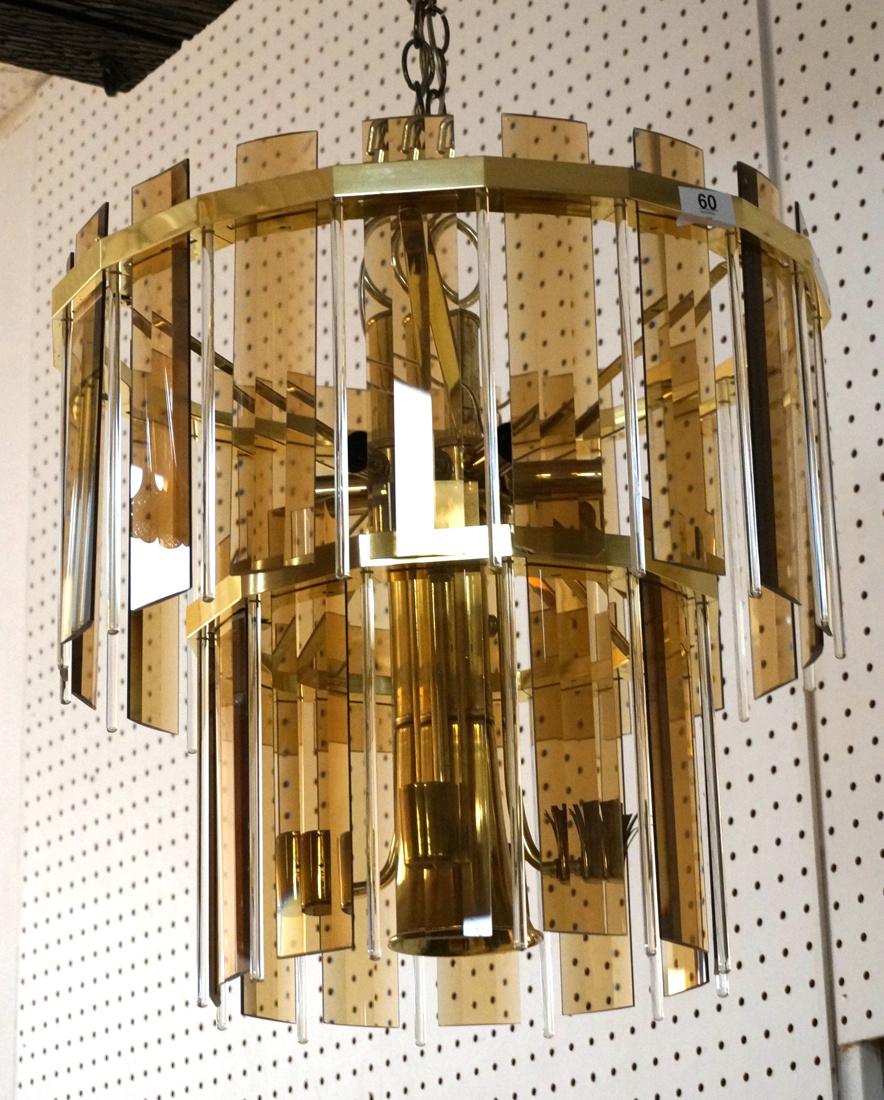 Modernist Glass Hanging Light Chandelier. Two lev (1 of 6)