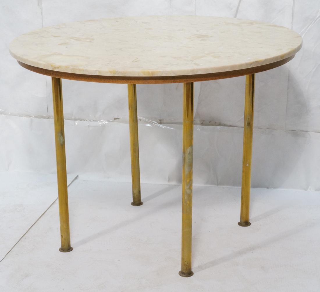 Round Marble Top Dinette Dining Table. 4 Solid Br (1 of 9)