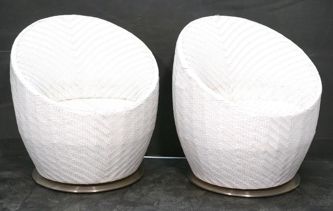 Pr White FRONTGATE Swivel Lounge Chairs. SALIMA m (1 of 9)