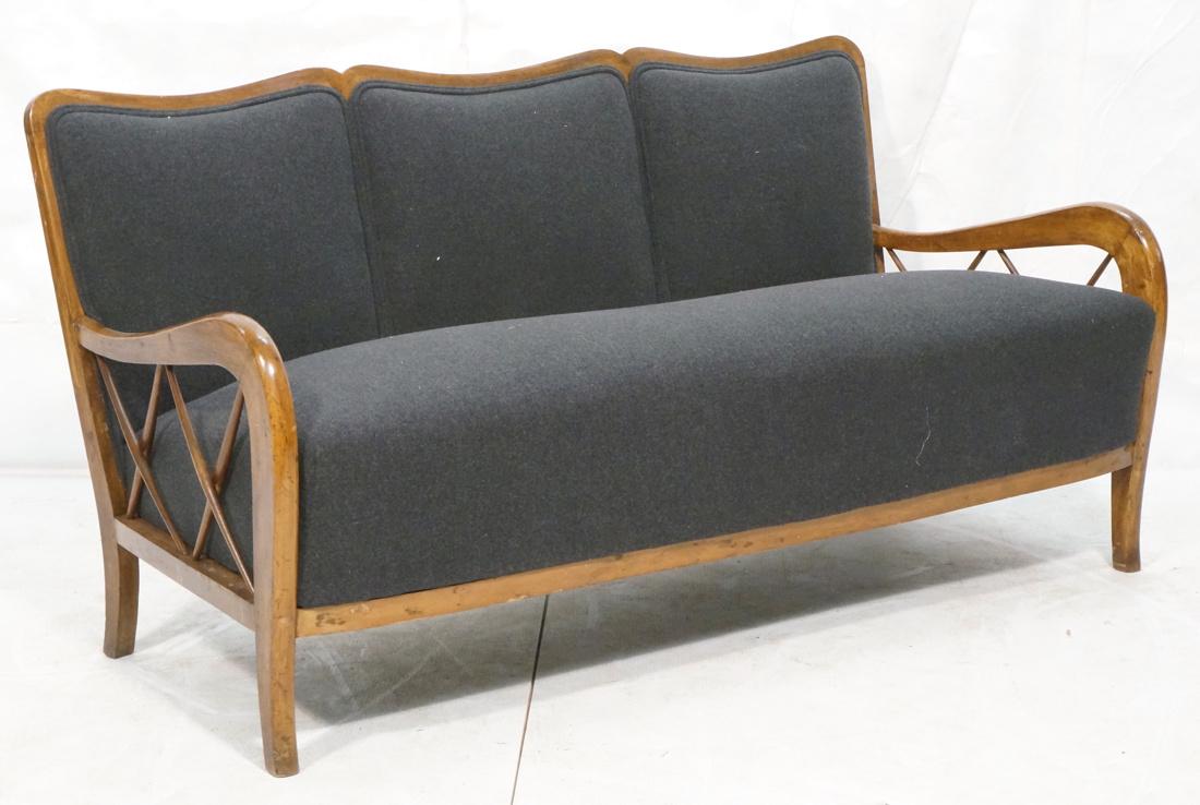 Paolo Buffa Attributed Sofa Couch.  Gray Flannel (1 of 10)