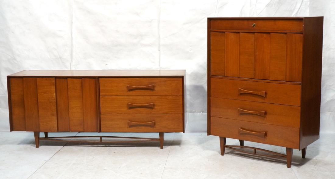 2 pc Hi Low Chest Credenza Modern American Walnut (1 of 10)
