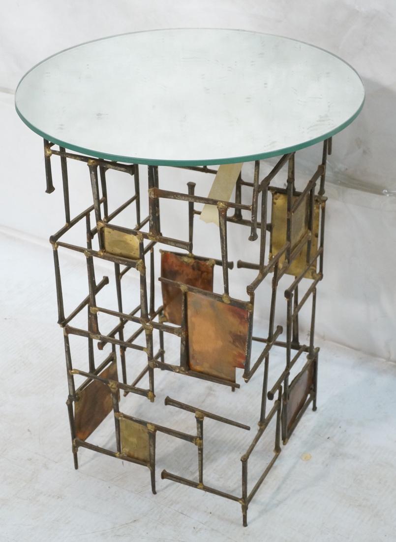 Brutalist Nail Head Mixed Metal Side Table. Repla (1 of 8)