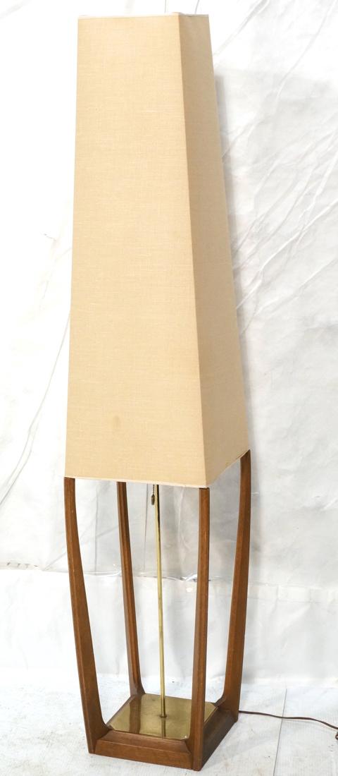 AMERICAN MODERN Walnut Floor Lamp. Fabric shade, (1 of 8)