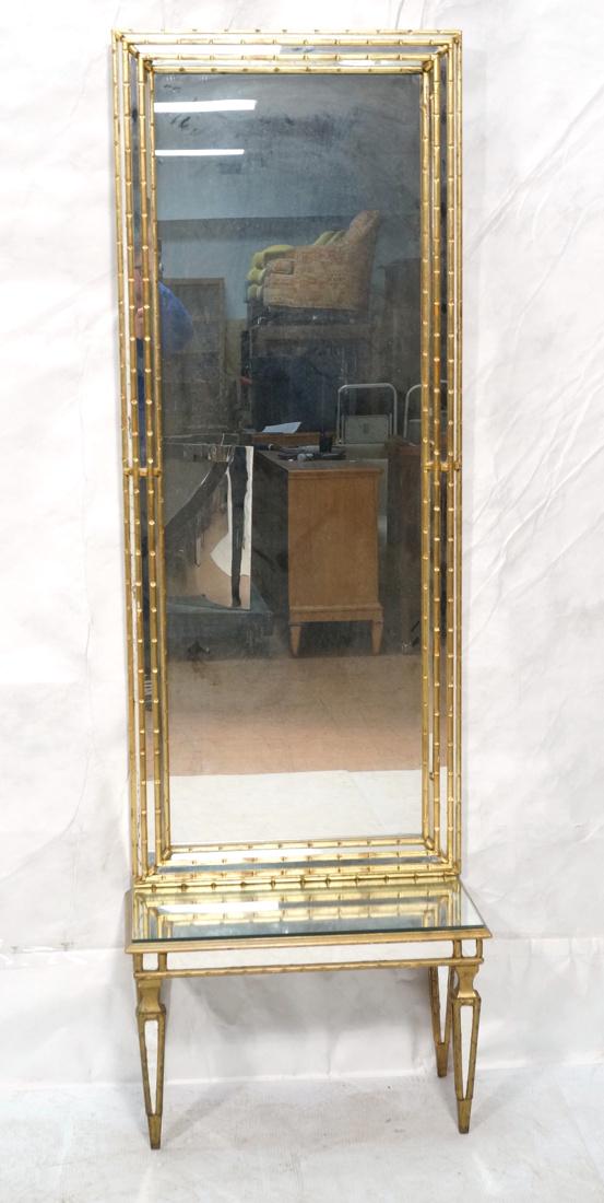 Antiqued Gilt Wood Wall Mirror. Low console table (1 of 10)
