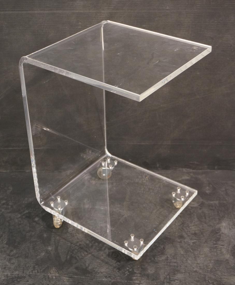 Rolling Clear Lucite Side Table Stand. (1 of 7)