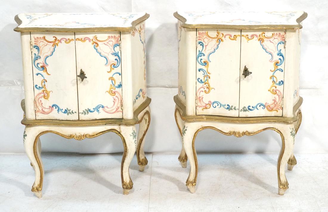 Pr French Style Painted 2 door Night Stands Table (1 of 10)
