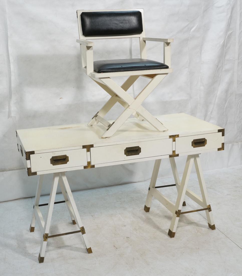 White painted campaign desk & Chair. Two "A" fram (1 of 8)