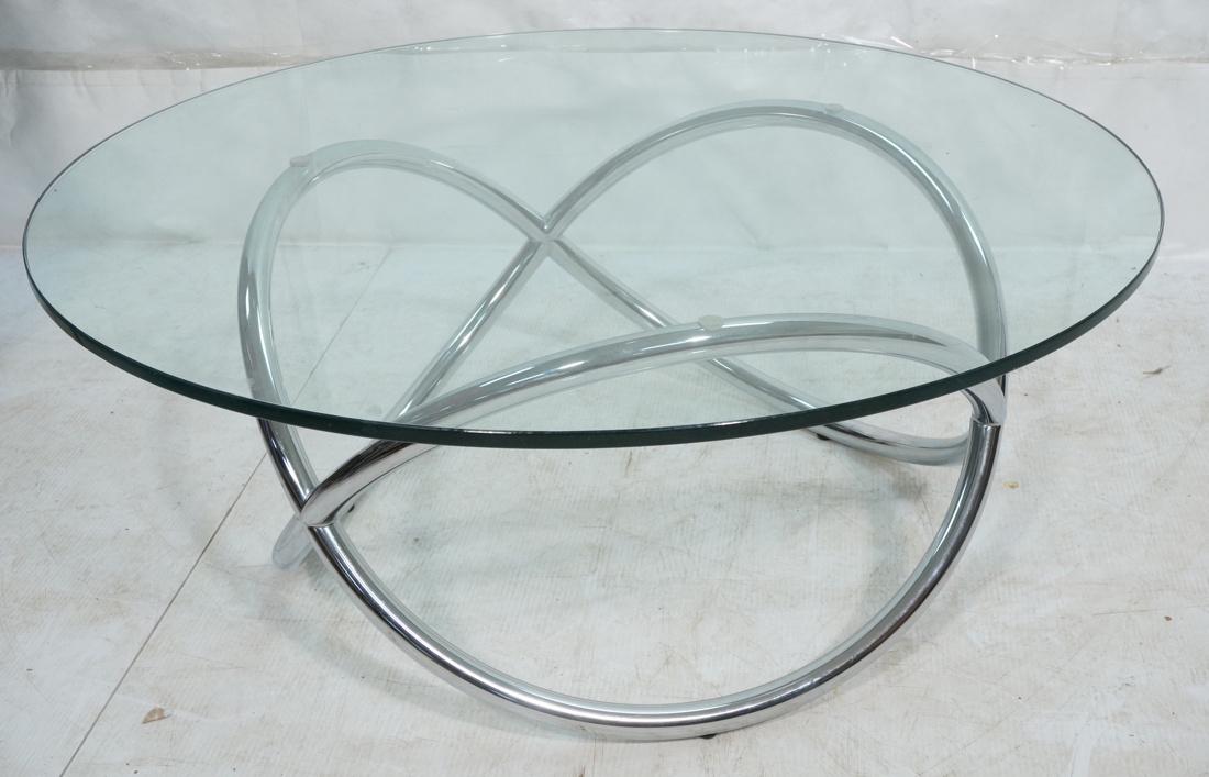 Modernist Chrome and Glass Cocktail Coffee Table. (1 of 8)