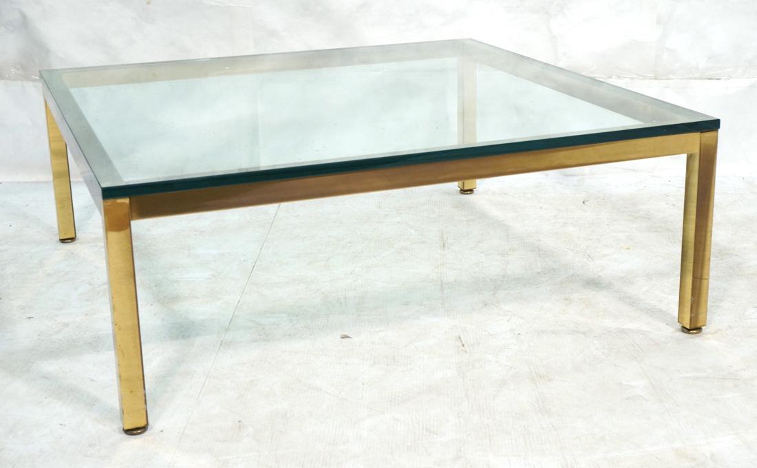 Modernist Brass Tone Square Frame Coffee Table. 3 (1 of 10)