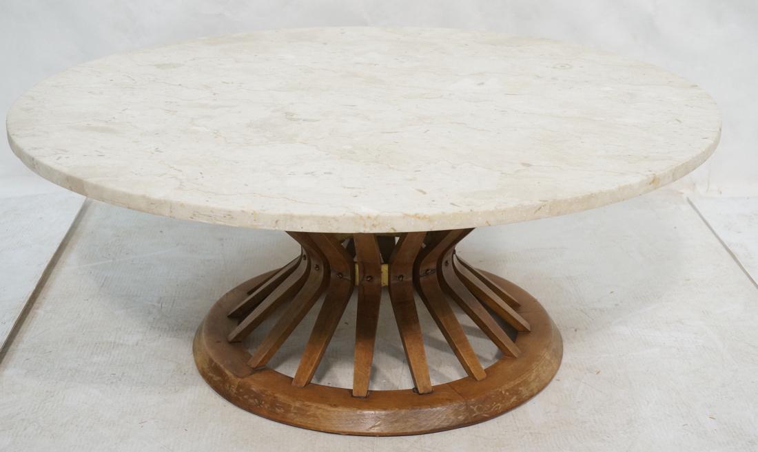 DUNBAR Style Round Stone Top Cocktail Table. Cors (1 of 7)