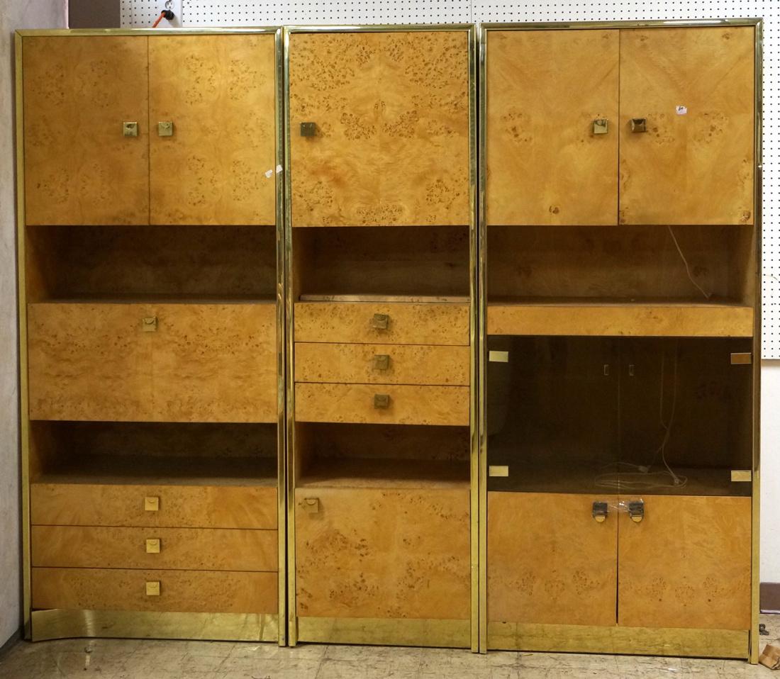 Founders 3 Section Brass Burled Maple Wall Unit. (1 of 10)