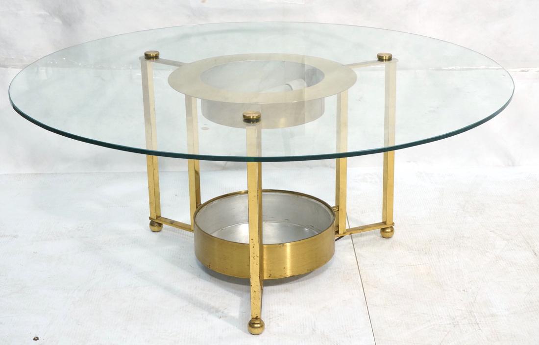 DOROTHY THORPE Style Brass Coffee Table. Round Gl (1 of 9)