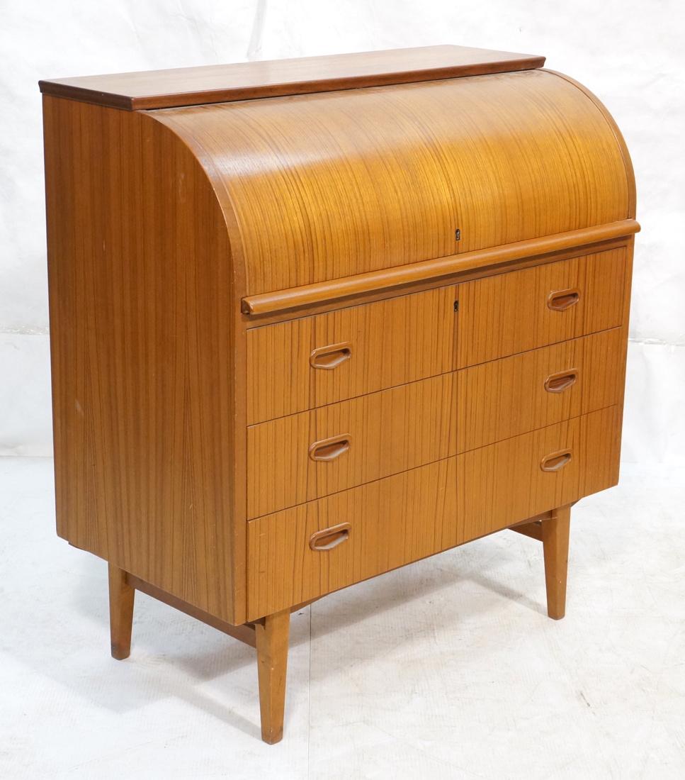 Danish Teak Roll Top Desk 3 Drawers below Roll to (1 of 10)