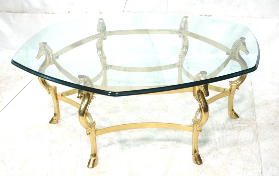 Decorator Brass Horse Head  Cocktail Table Six Si (1 of 8)