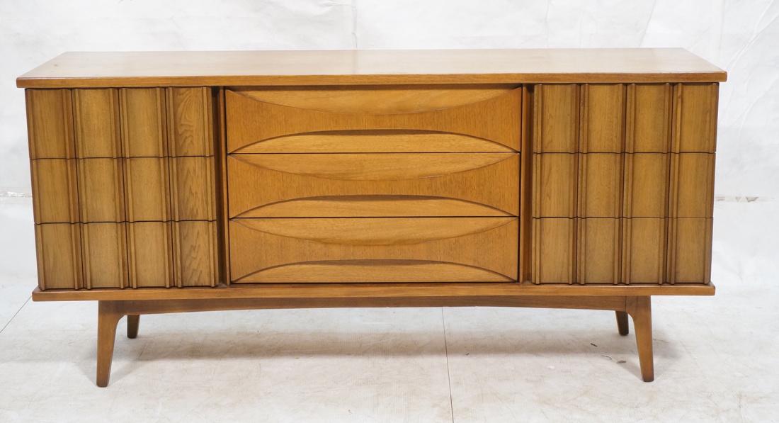 UNITED Nine Drawer Curved Front Walnut Dresser Cr (1 of 9)