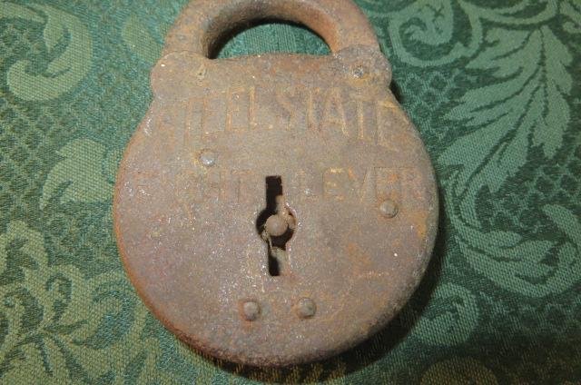 Vintage Steel State Lock: 8 lever lock no key