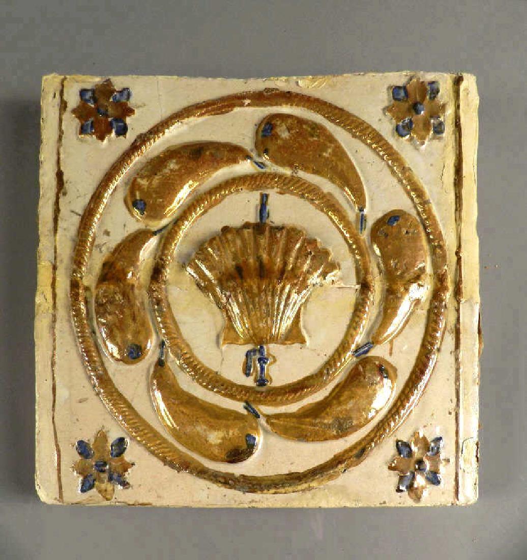 16th C. Hispano-Moresque Copper Lustre Tile (1 of 2)