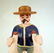 Folk Art Man Smoking Pipe Holding Pig A wooden carving - 3