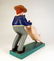 Folk Art Man Smoking Pipe Holding Pig A wooden carving - 4