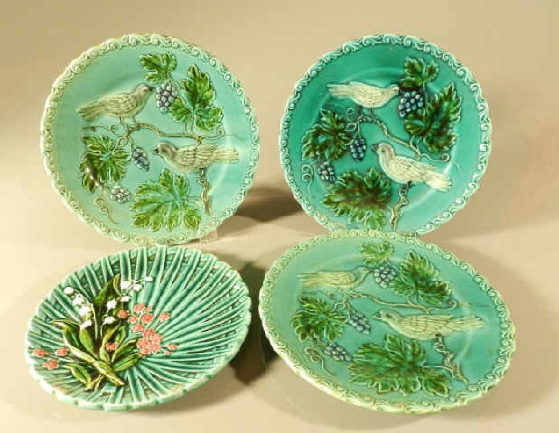 Four Green Majolica Plates (1 of 6)