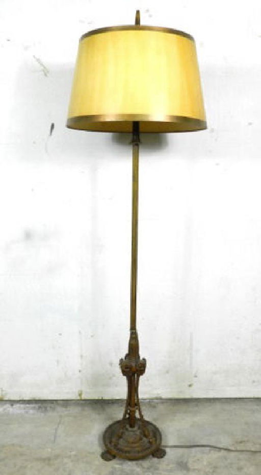 Antique Cast Iron Floor Lamp With Rams