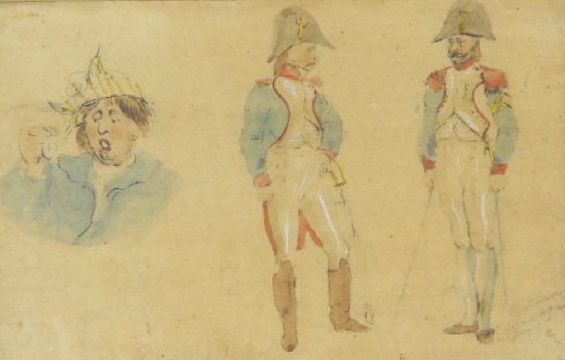 WATERCOLOUR NAPOLEON CARICATURE C. 1795 (1 of 5)