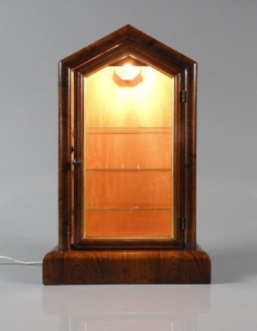 MAHOGANY THIMBLE DISPLAY WITH LIGHT