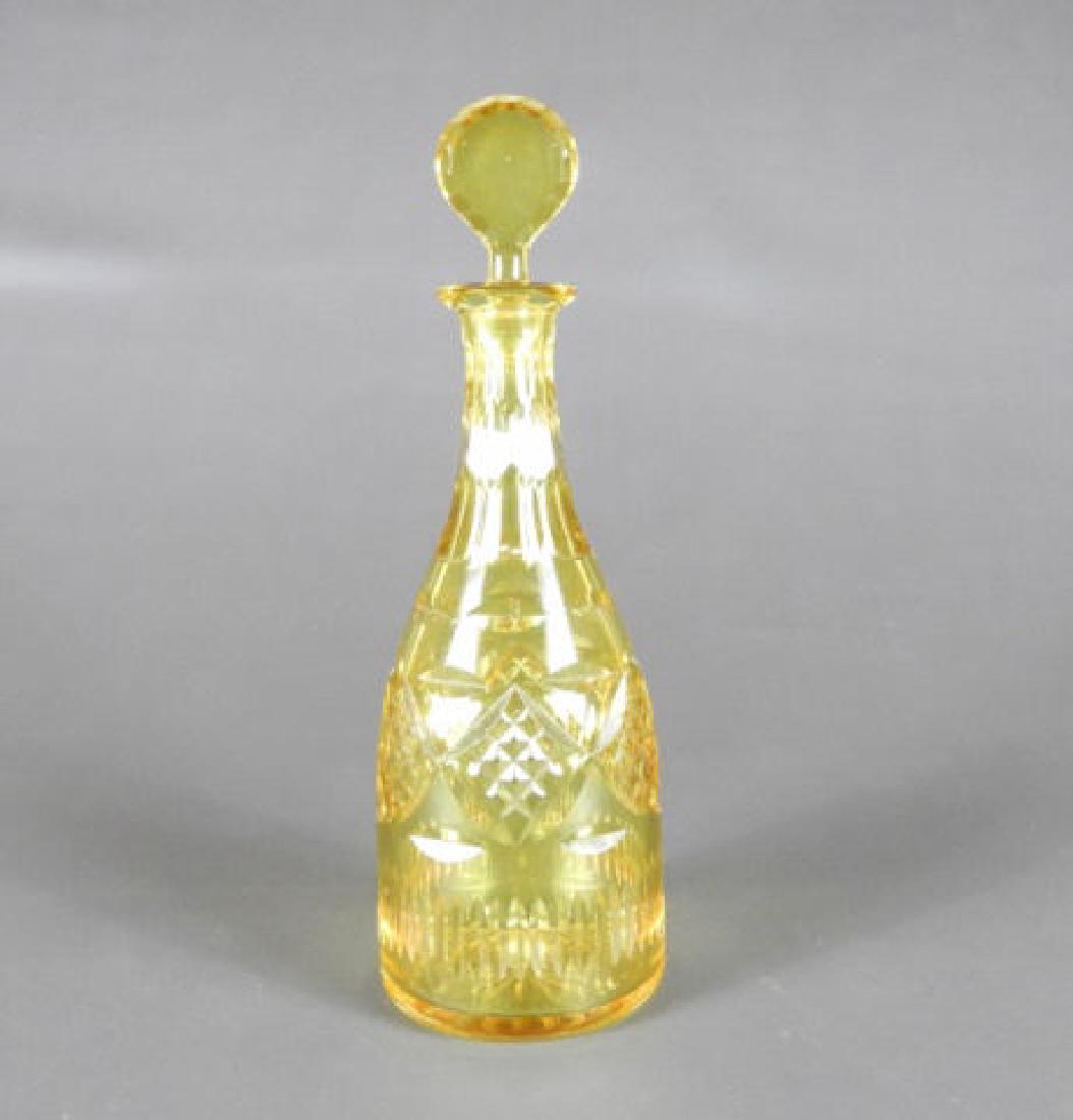 RARE LEMON COLOURED CUT GLASS DECANTER (1 of 6)