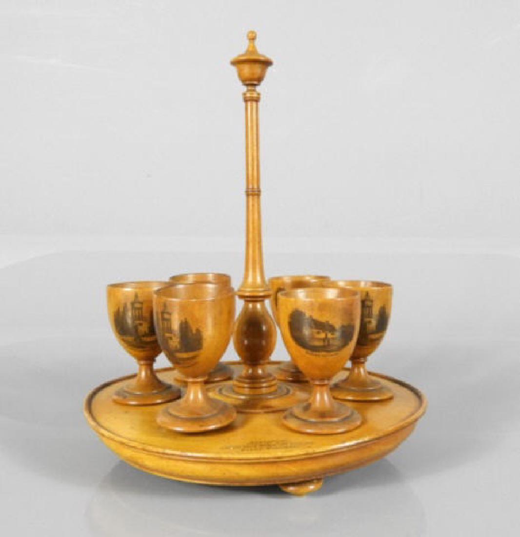 TREEN EGG SET & CUPS C. 1874 (1 of 4)