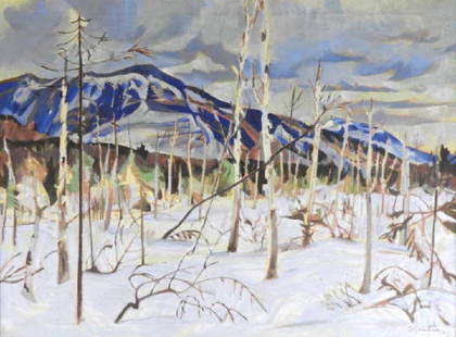 ART - Albert CLOUTIER RCA (1902-1965, Am., Can.): Albert Edward Cloutier, R.C.A., large oil on canvas, "Bouleaux, Petite Riviere, Quebec", signed B/L, dated 59, title written verso, framed, 30 x 40 inches. Cloutier is listed at the National Gallery o