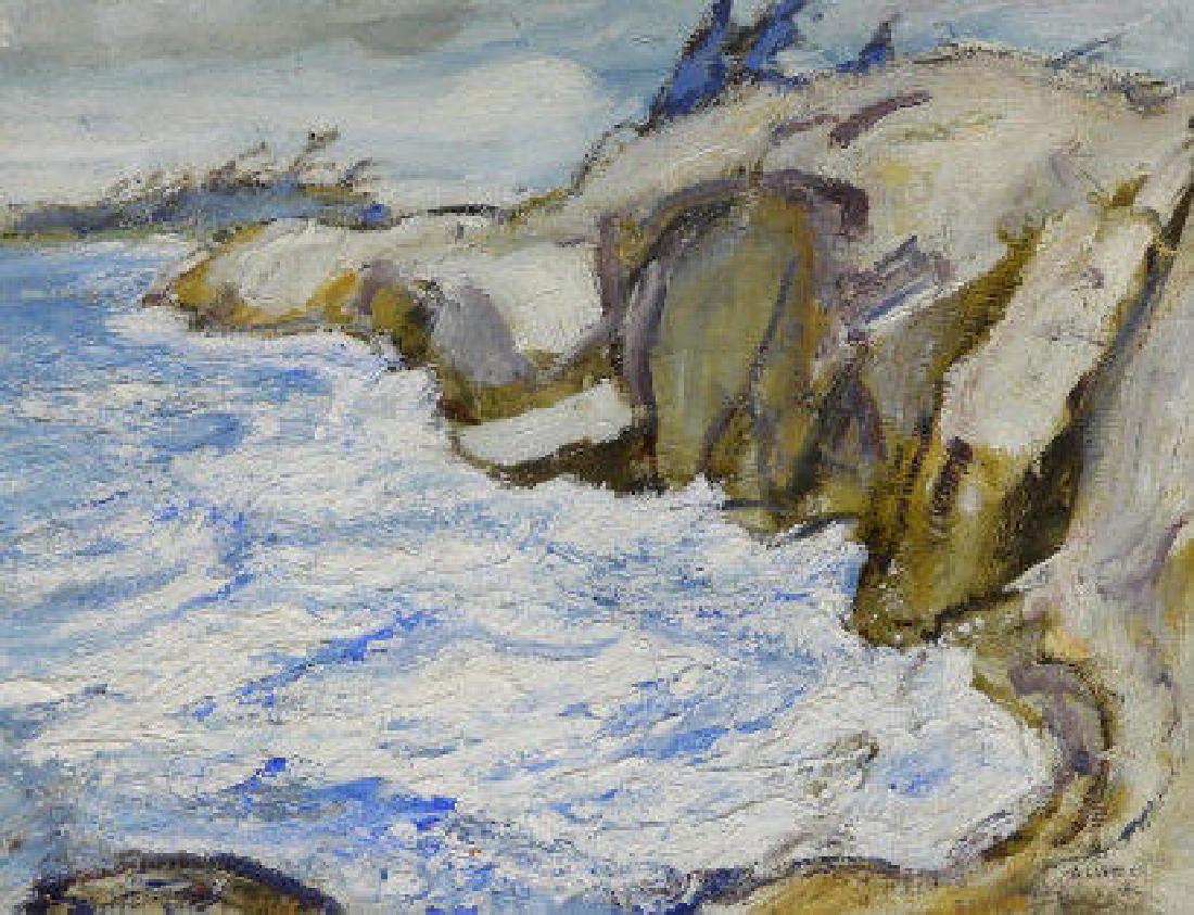 ART - Arthur LISMER (1885-1969, Canadian): Arthur Lismer, C.C., Member of the Group of Seven, oil on board, "Rough water, Georgian Bay", signed B/R, framed, label verso "Canadian Jungle, The Later Work of Arthur Lismer; Art Gallery of Ontario,