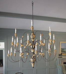 RARE THREE-TIER, 28-ARM QUEBEC CHANDELIER, C. 1825