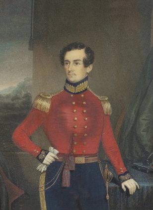 WATERCOLOUR UNIFORMED OFFICER / OFFICIER, C. 1842 (1 of 3)