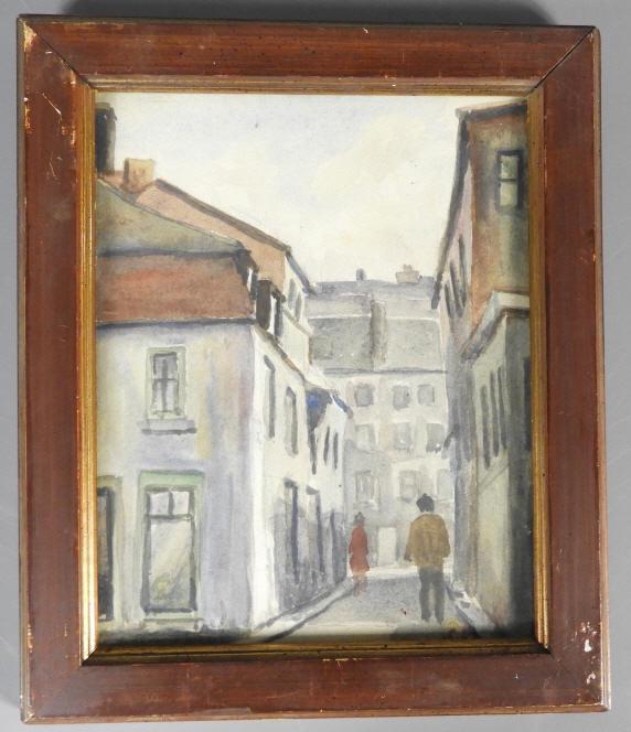 ART - Jack BEDER (1910-1987, Canadian): Jack Beder, watercolour, old street (titled B/L), initialed B/R, framed. Dimensions, 9.5" x 7.5".