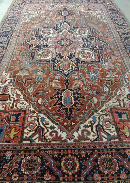 Persian Heriz Rug, Circa 1930: A Persian Heriz rug, wool on cotton, circa 1930. 8' x 11'. Collection: Leask.