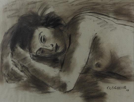 Stanley M. COSGROVE, R.C.A. (1911-2002): Stanley Morel Cosgrove, R.C.A., pastel, "Nu Couche" signed and dated '67 bottom right, Galerie Valentin label verso. 18.25" x 23.5".