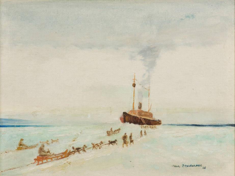 Paul Provencher, Oil on board, Baie Comeau Mail Boat (1 of 4)