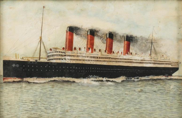 Watercolour, R.M.S. Aquitania, Early 20th Century (1 of 2)