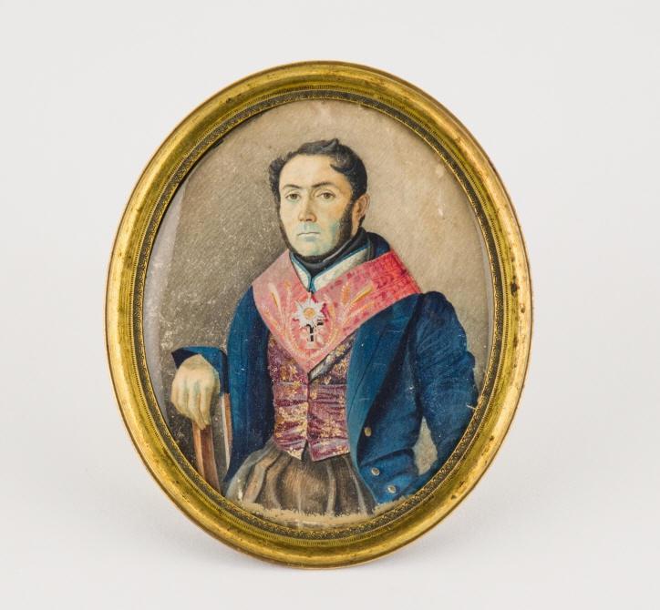 Masonic Portrait Miniature of Nobleman, 19th C. (1 of 3)