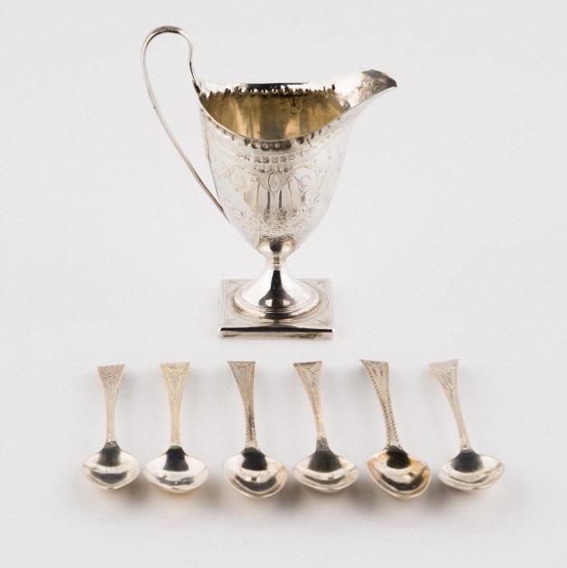 English Sterling Silver Cream Jug & Spoons (1 of 9)