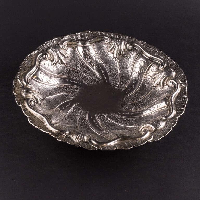 Richly Engraved Continental Silver Footed Bowl (1 of 6)