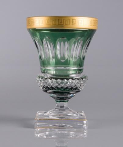 Val St. Lambert Cut-To-Clear Green Glass Vase (1 of 5)