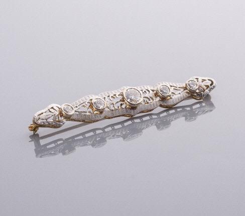14kt White & Gold Diamond Bar Pin (1 of 6)