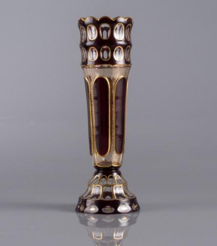 Ruby Cut-to-Clear Glass Vase, Late 19th Century (1 of 5)