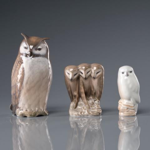 Three Royal Copenhagen Owl Figurines (1 of 7)